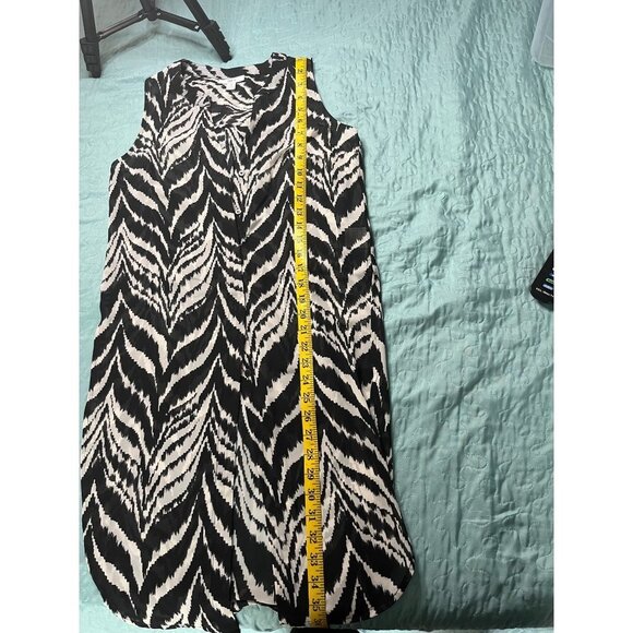 Bar III Black White Zebra Print Button Down Sheer Long Layered Top Sz XS - Picture 5 of 5